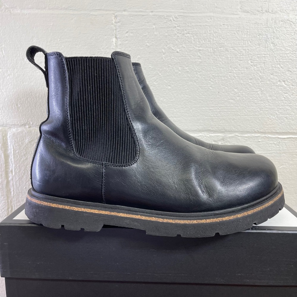 Birkenstock Highwood Chelsea Boot Black Leather Pull On Men's 44 EU/11 Narrow